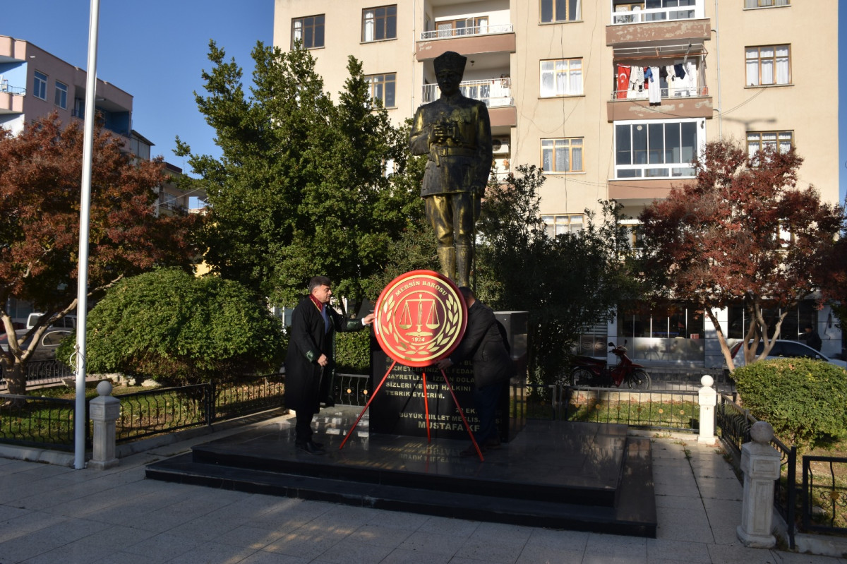 Mut'ta Mersin Barosu’nun kuruluşunun 100. yıl dönümü nedeniyle çelenk sunuldu